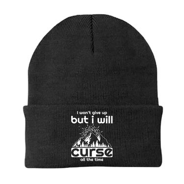 Hiking I Won't Give Up But I Will Curse Embroidered Beanie